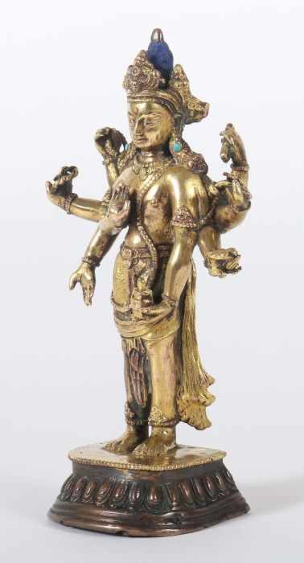 Avalokiteshvara AmoghapashaTibet/Nepal, wohl spätes 19. Jh., Bronze/feuervergoldet, vollplastische - Bild 3 aus 5