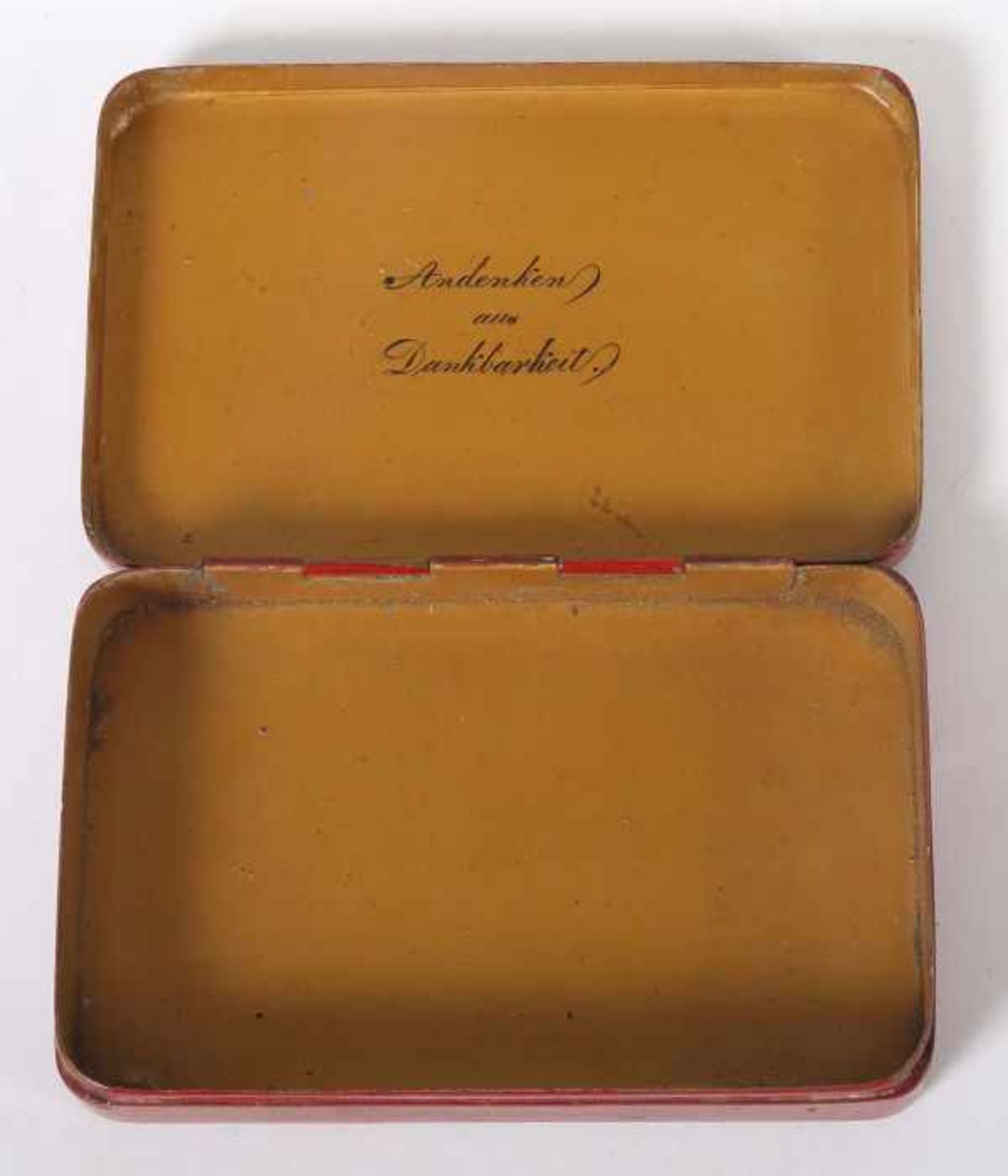 Dose mit Deckelmalereidat. 1826, Blech bemalt, rechteckige Dose mit abgerundeten Ecken, - Bild 3 aus 3