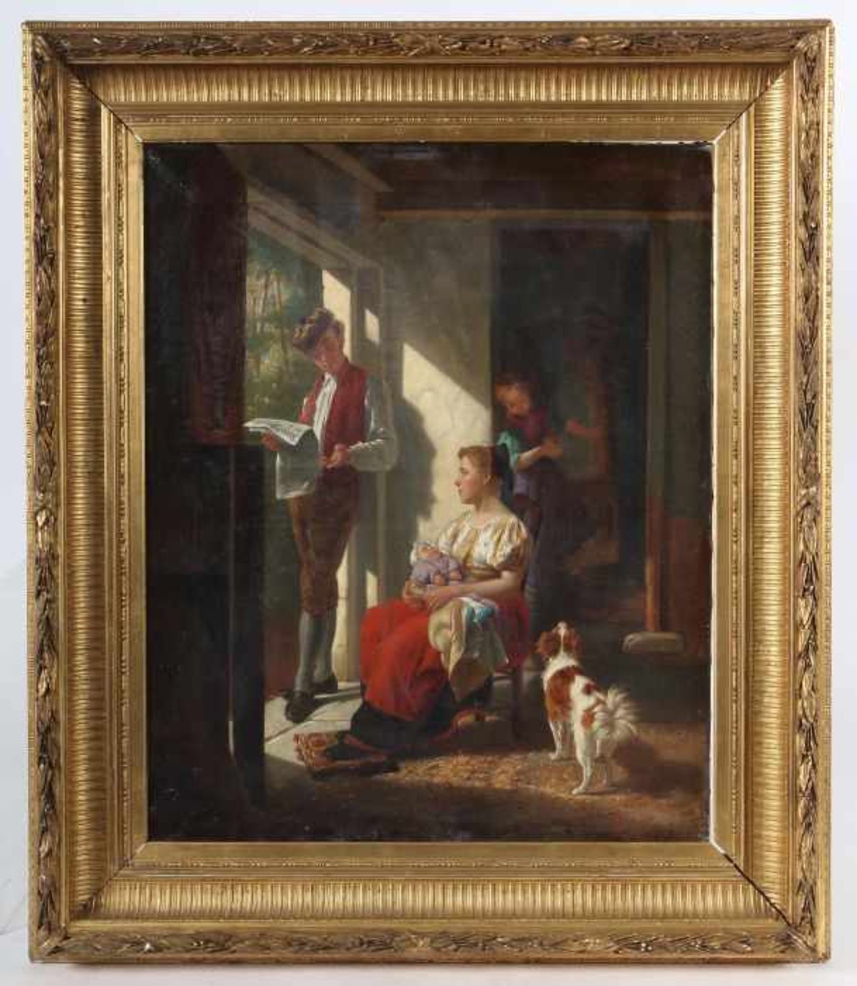 Gérard, ThéodoreGent 1829 - 1895 Laken, belgischer Maler. "Familienidyll", realistische Szene - Bild 2 aus 4
