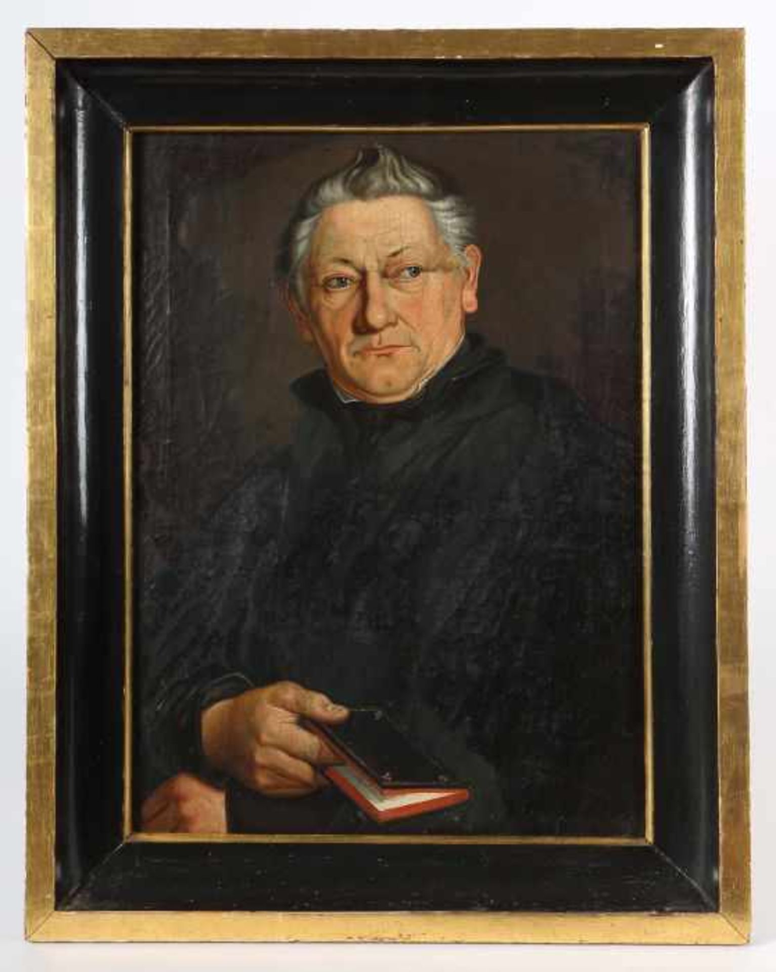 Österreichischer Maler des 19. Jh."Herrenportrait", Brustbild eines Biedermeier-Herren mit Buch in - Bild 2 aus 4