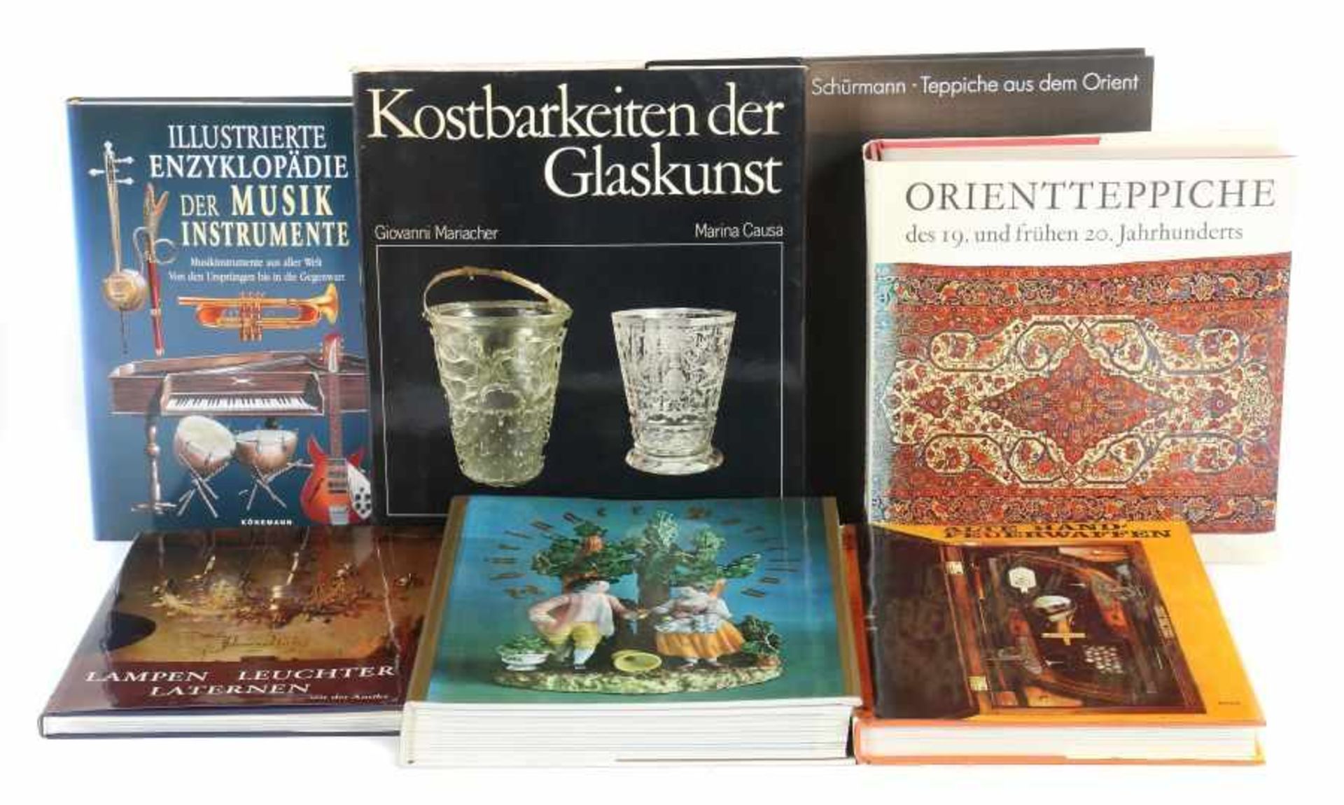 7 Bücher Kunsthandwerkbest. aus: Mariacher, Kostbarkeiten der Glaskunst, Schuler, 1974; Scherf,