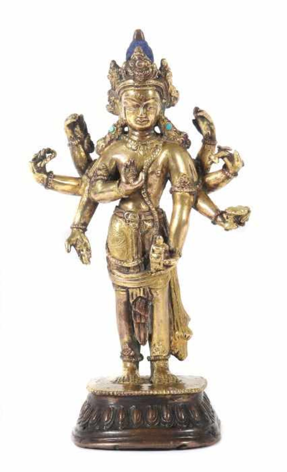Avalokiteshvara AmoghapashaTibet/Nepal, wohl spätes 19. Jh., Bronze/feuervergoldet, vollplastische