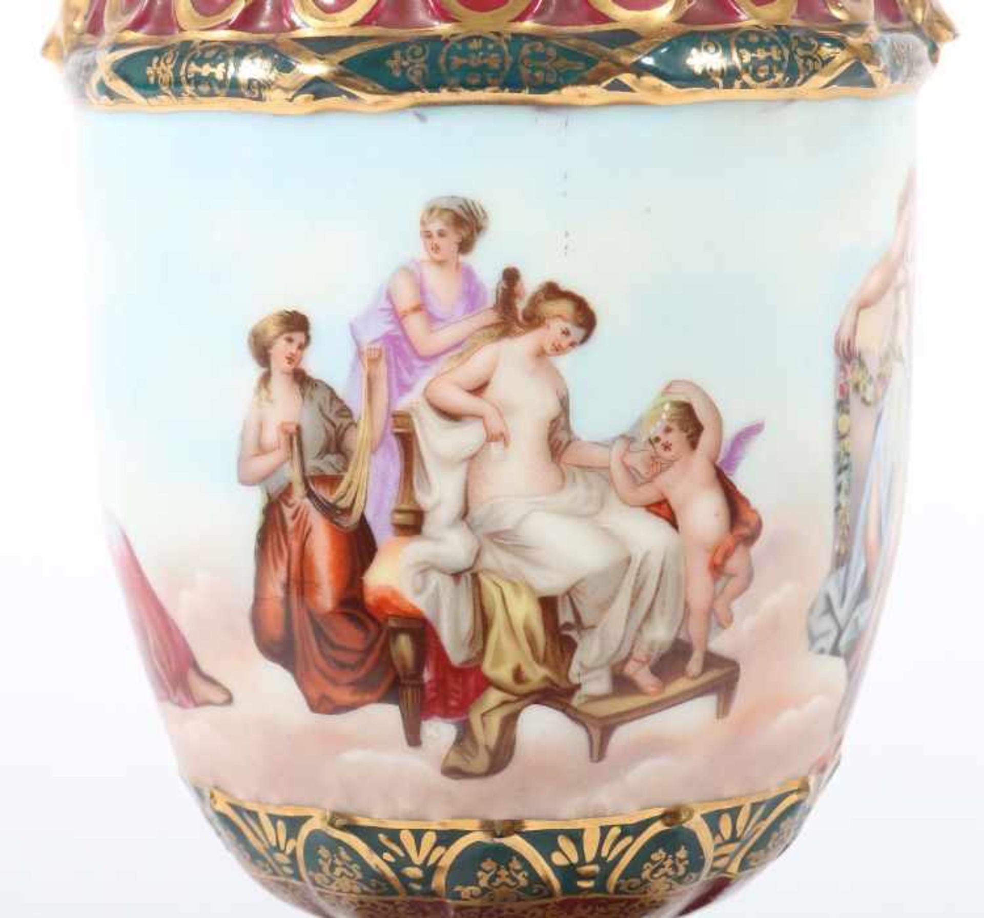 Henkelvase im Alt-Wiener-StilBöhmen oder Thüringen, 1890-1930, Porzellan, polychromes - Bild 5 aus 9