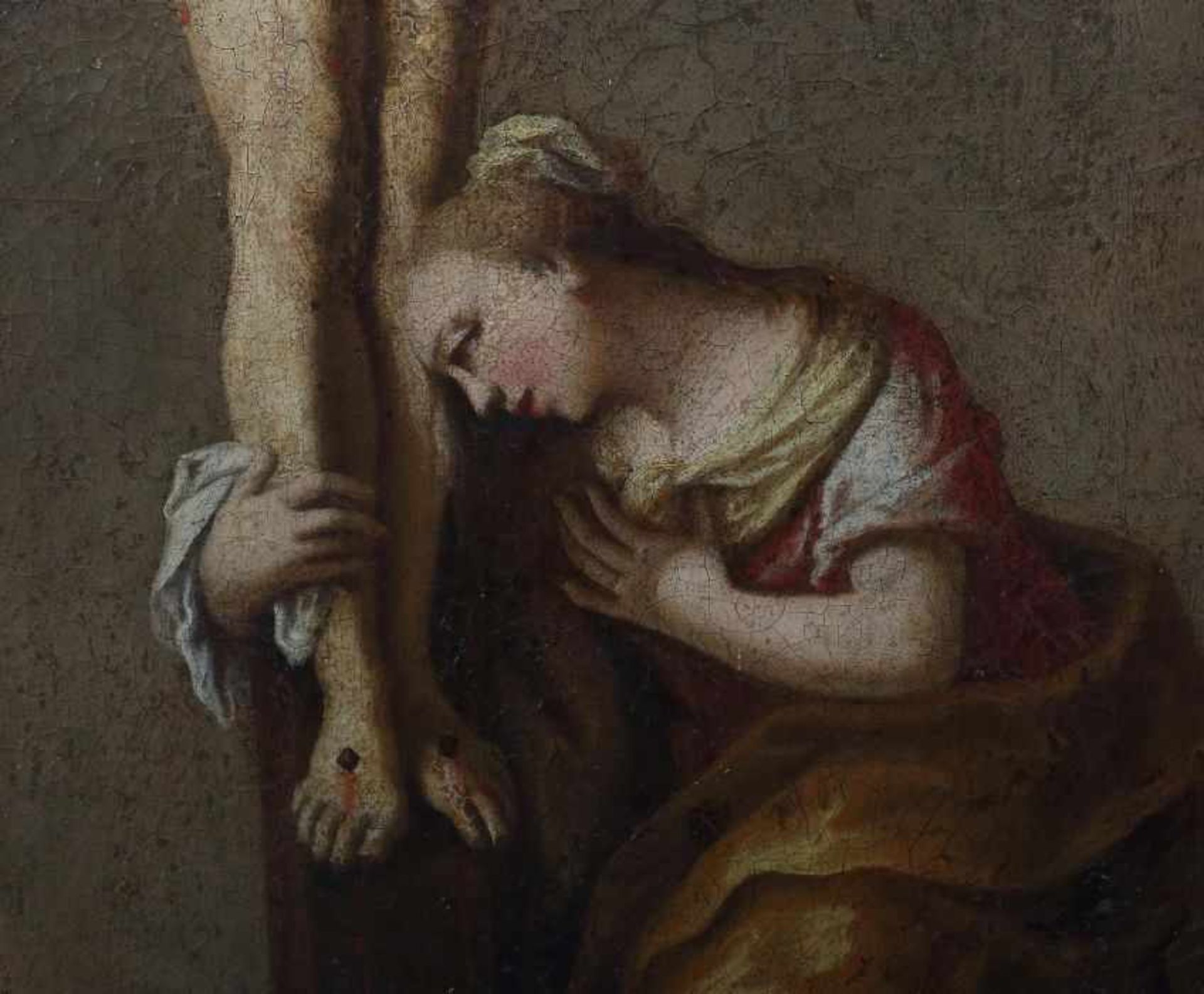 Kirchenmaler des 17./18. Jh."Maria Magdalena unter dem Kreuz", zentrale Darstellung des - Bild 4 aus 5