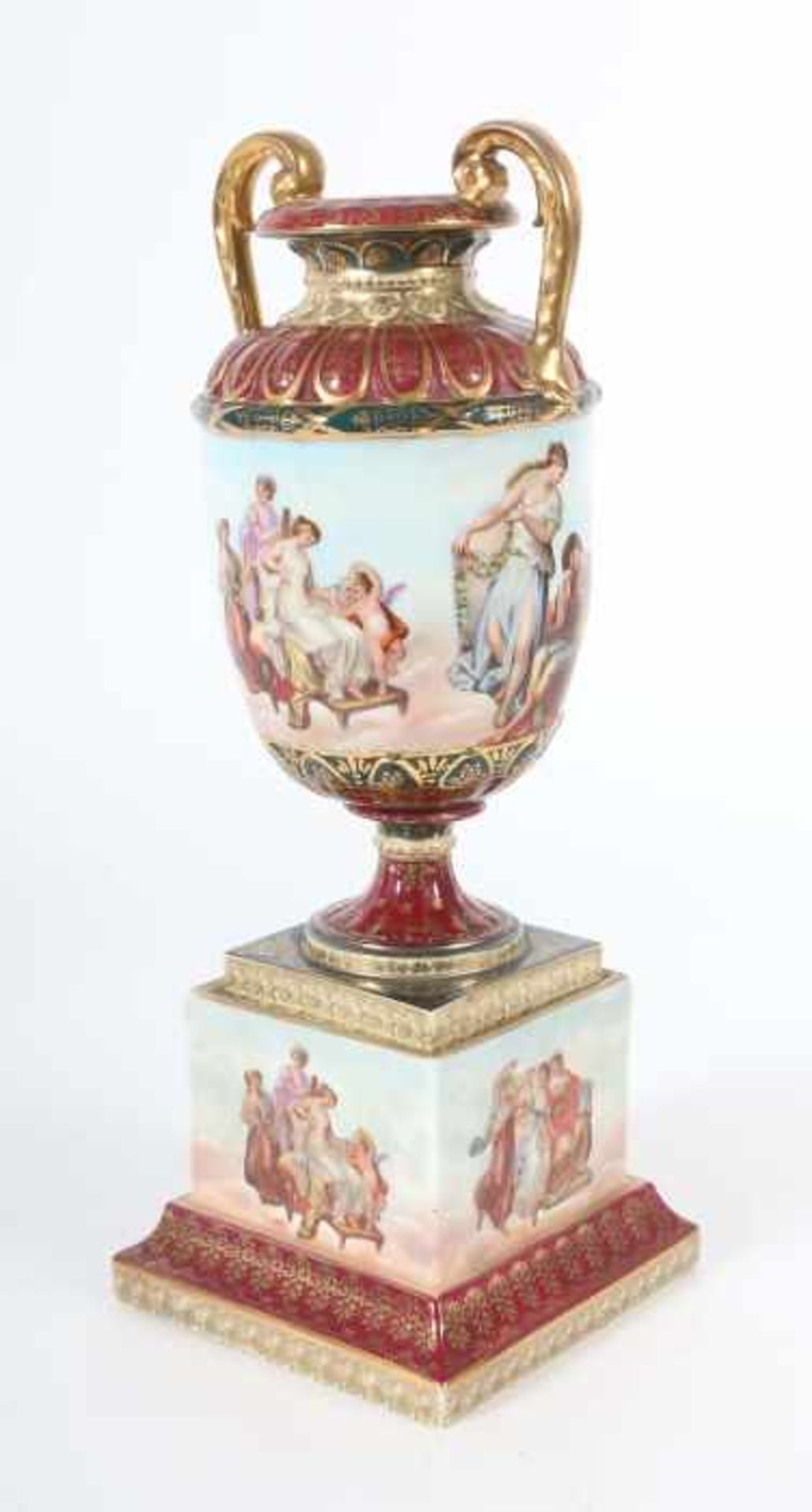 Henkelvase im Alt-Wiener-StilBöhmen oder Thüringen, 1890-1930, Porzellan, polychromes - Bild 3 aus 9