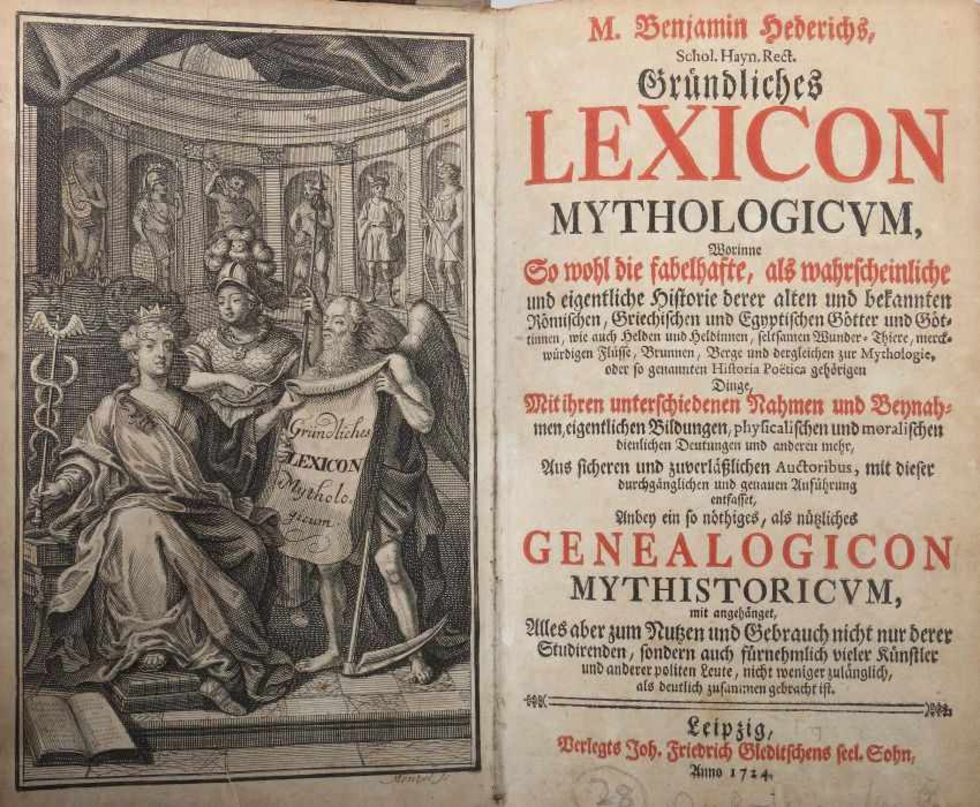 Hederich, M. BenjaminGründliches Lexicon Mythologicum, Worinne So wohl die fabelhafte, als - Bild 2 aus 4