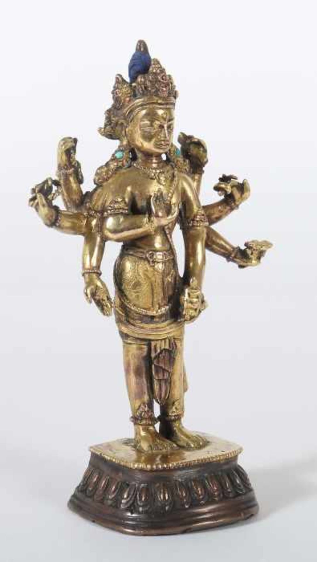 Avalokiteshvara AmoghapashaTibet/Nepal, wohl spätes 19. Jh., Bronze/feuervergoldet, vollplastische - Bild 2 aus 5