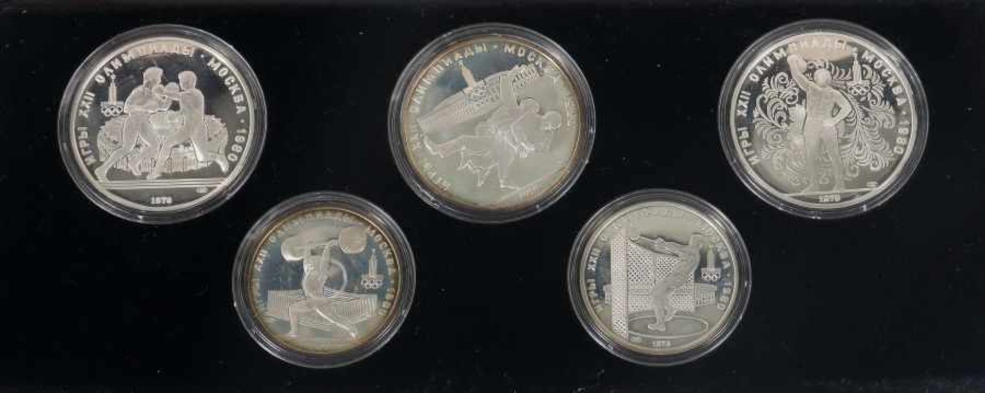 2 Münzsätze "Olympiade 1980"Moskau, 1977/79, Silber 900, ca. 265 g, 11 Münzen: 5x 10 Rubel und 6x - Bild 3 aus 3