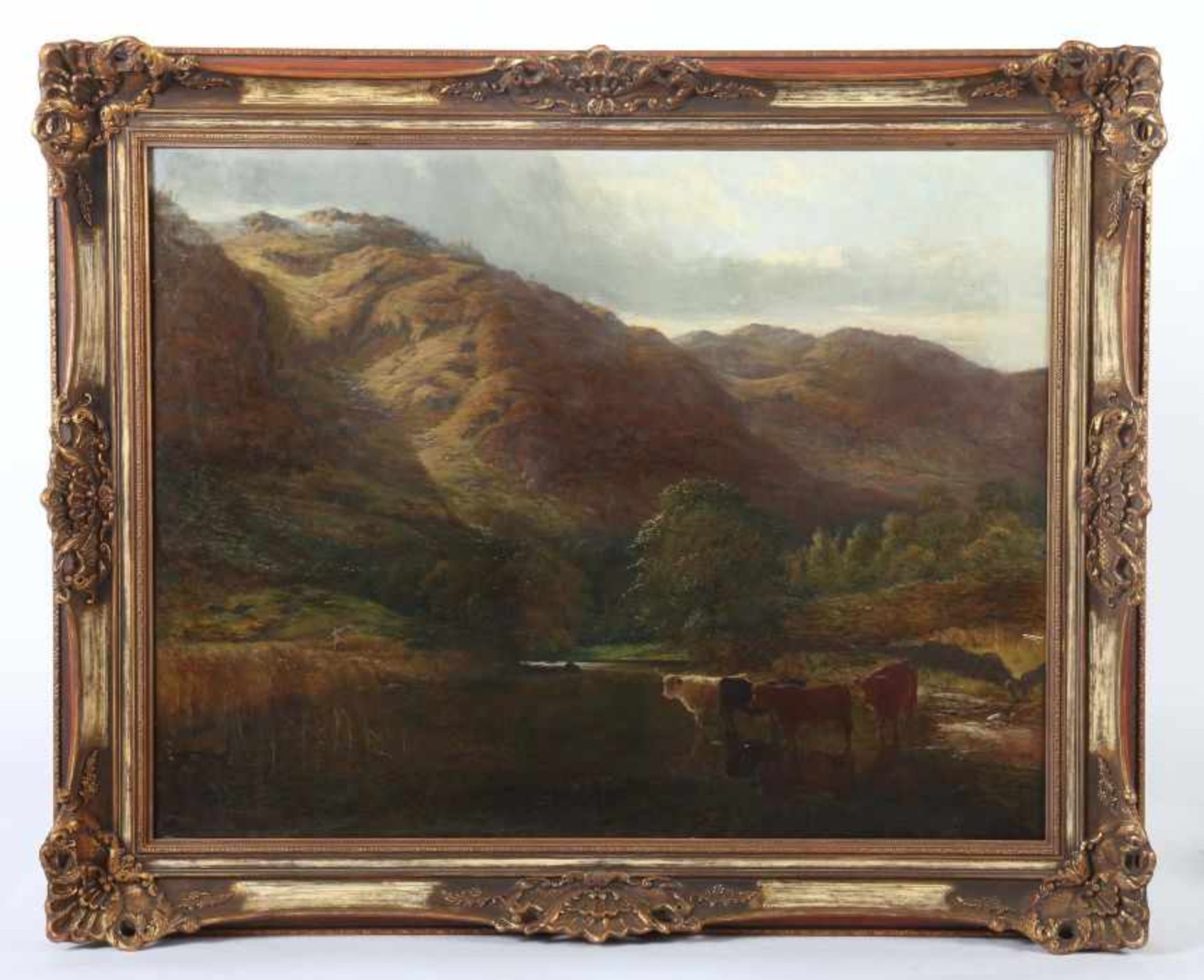 Lawrie, J. C.Maler des 19. Jh. "Galloway Rinder an der Tränke", Blick auf schottische Landschaft - Bild 2 aus 4