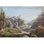 Künstler des 19. Jh."Château de St. André" sur la route de Toretto, von einem Fluss durchbrochene