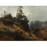 Wenglein, JosephMünchen 1845 - 1919 Bad Tölz, deutscher Maler. "Herbstlandschaft mit Jägern und