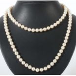 Perlenkettemodern, endlos geknotete Perlenkette mit großen Akoya-Perlen, (D: ca. 0,75/0,8 cm), L: