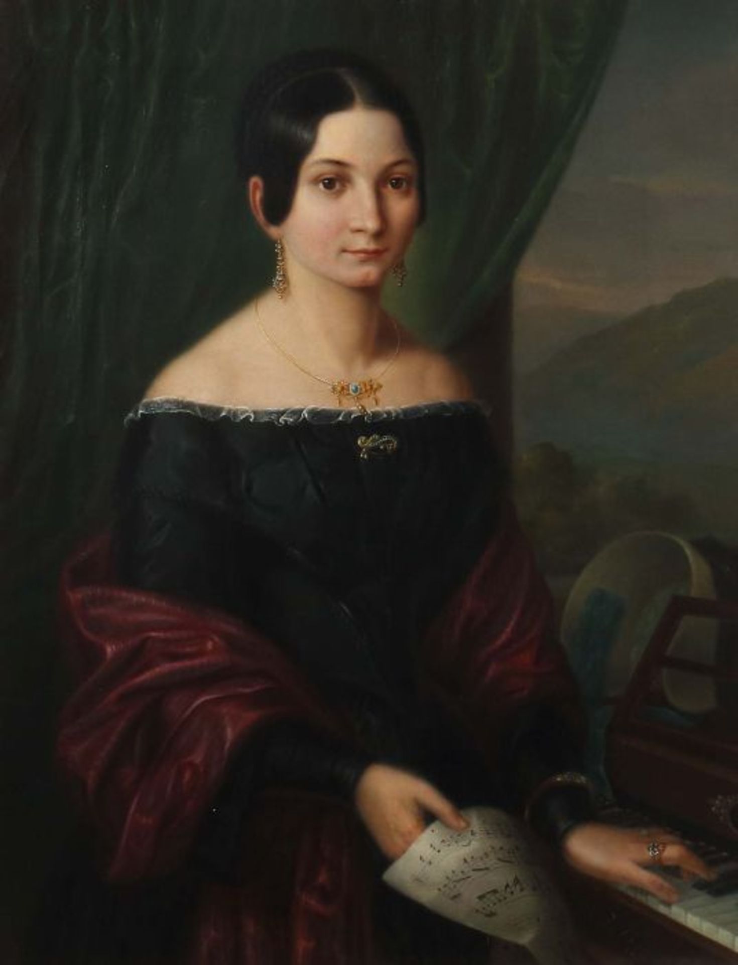 Portraitist des 19. Jh."Clara Schumann" (Leipzig 1819 - 1896 Frankfurt a.M.), Halbbildnis der