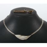 Collier und Kravattennadel1960/70er Jahre, Silber 925, Collier mit floral anmutendem Mittelstück