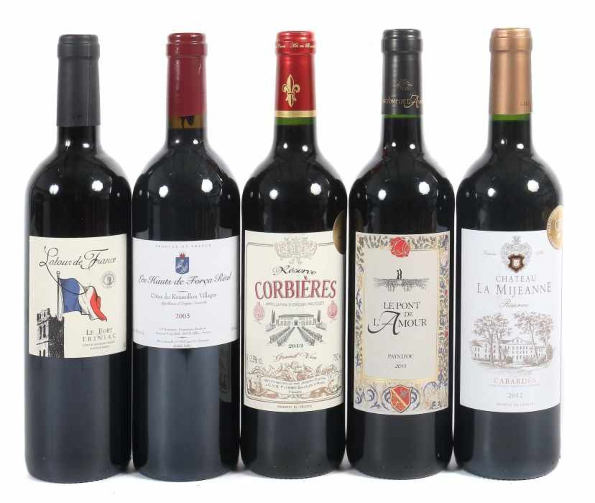5 Flaschen französischer Rotweinbestehend aus: 1 Flasche Les Hauts de Forca Réal, Côtes du
