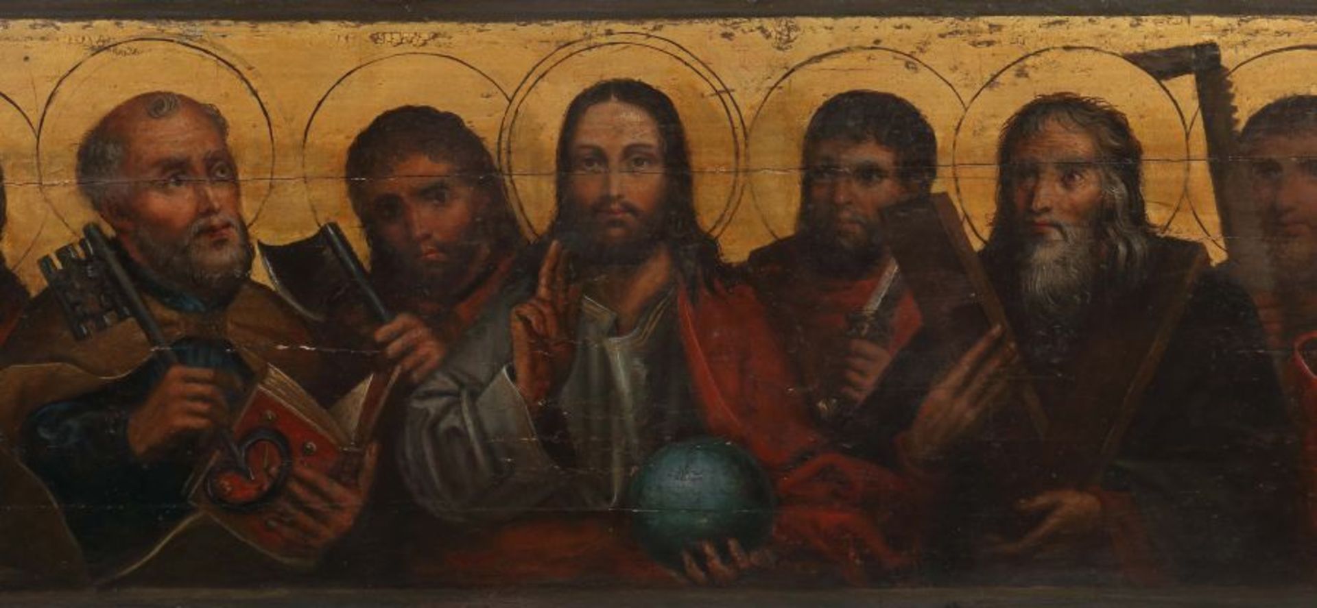 Kirchenmaler des 18. Jh."Jesus und die Aposteln", im Zentrum Jesus als Weltenherrscher, rechts und - Bild 2 aus 5