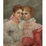 Portraitmaler des 19./20. Jh."Zwei Schwestern", Brustbildnis zweier junger Frauen, in weißem und