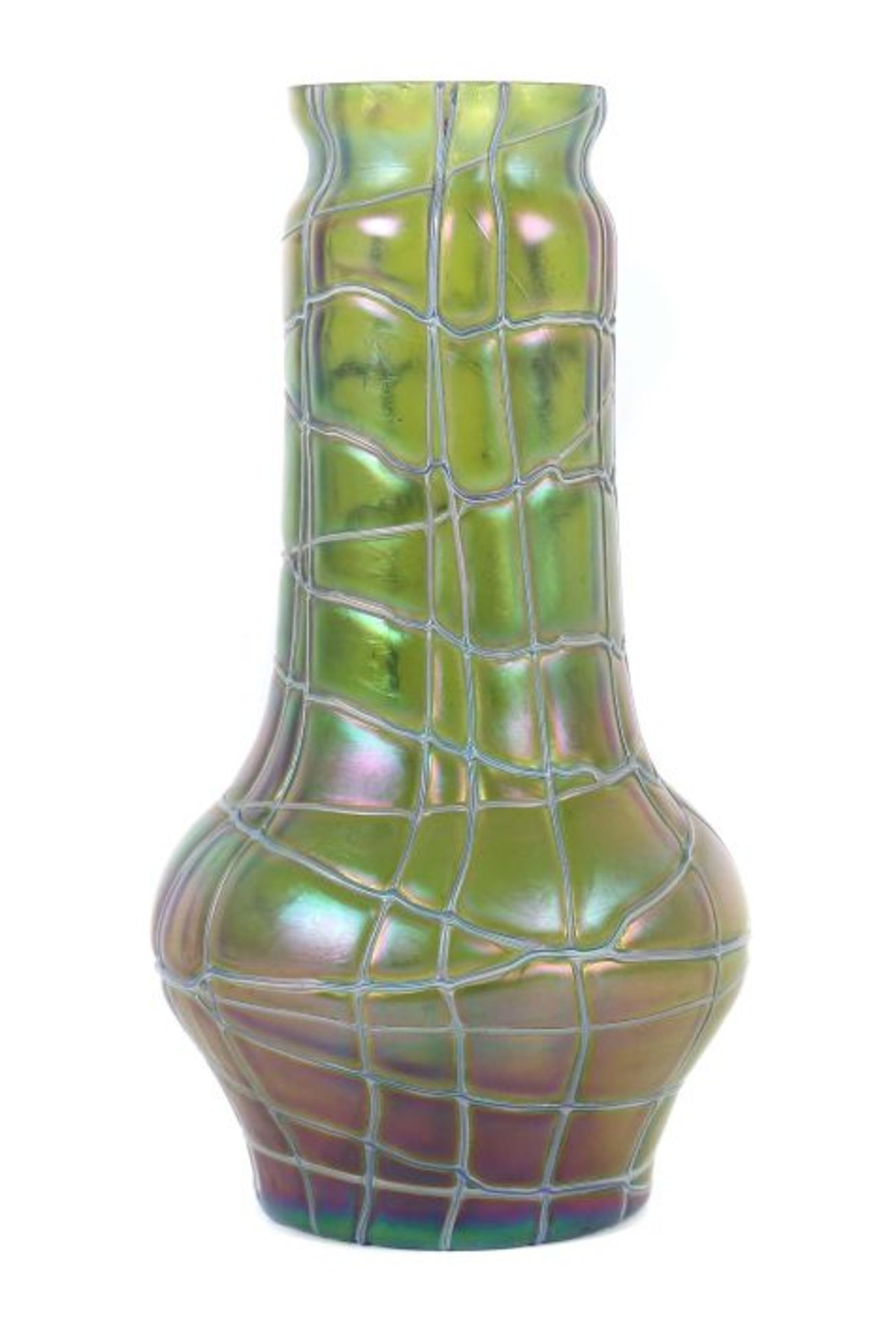 VaseGebr. Pallme-König & Habel, Kosten bei Teplitz, 1900-1905, grünes Glas, formgeblasen,