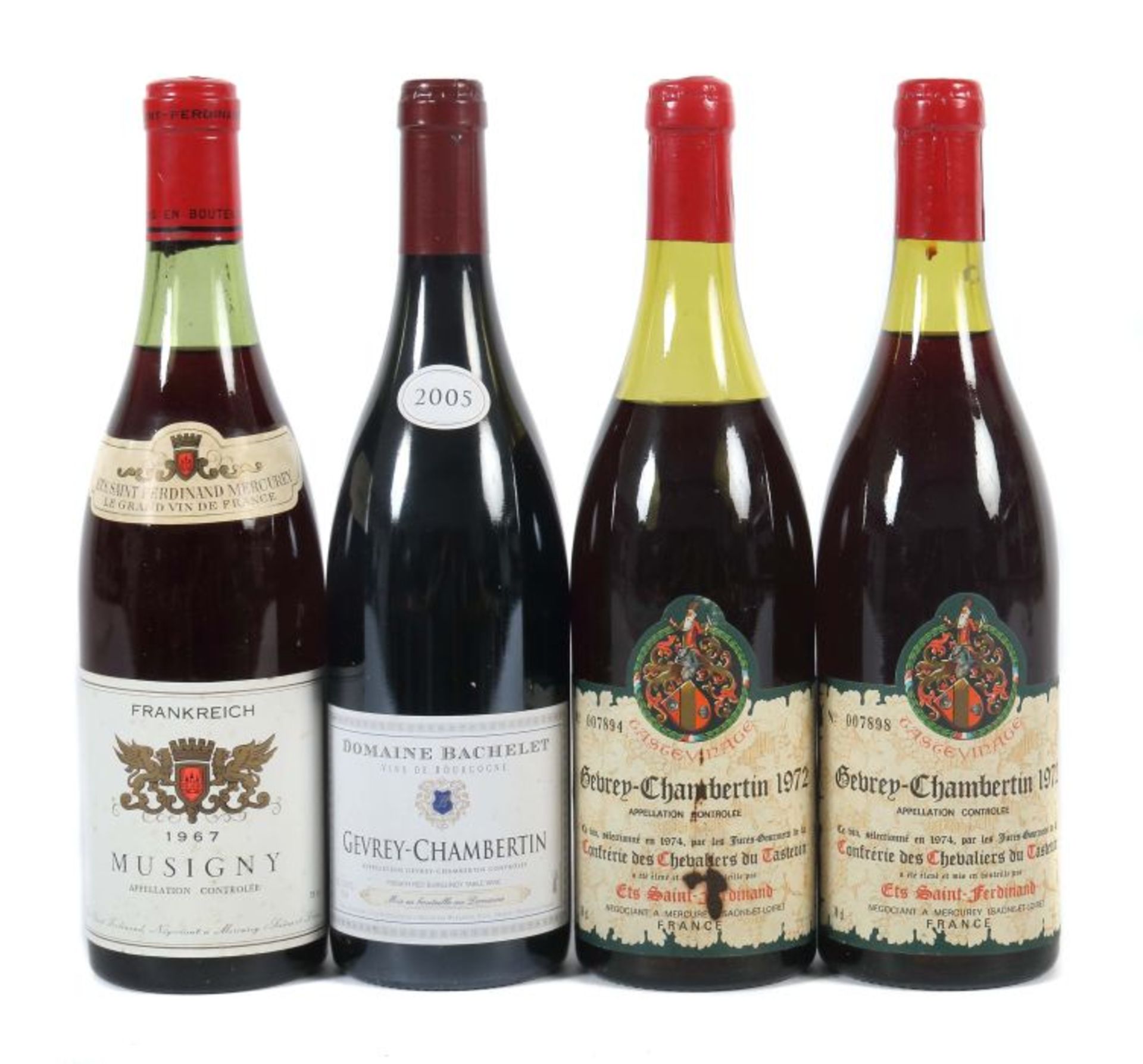 4 Flaschen Rotweinbest. aus: 1 Flasche Musigny, Ets. Saint Ferdinand Mercurey, Le Grand Vin de