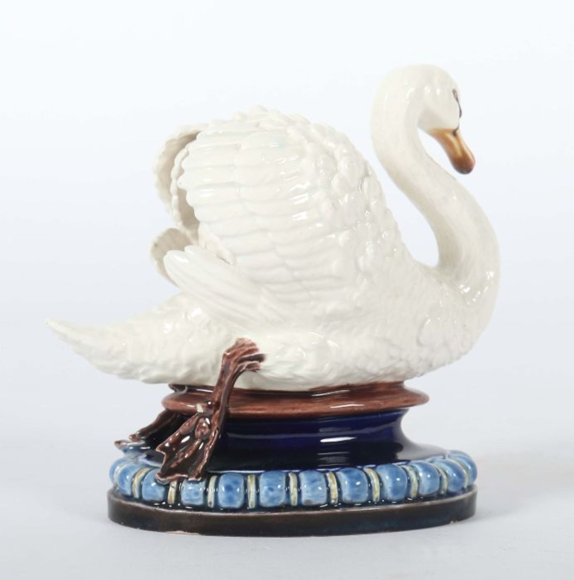 Tierfigurine "Schwan"Hugo Lonitz & Co., Neuhaldensleben, um 1880-1910, beiger Scherben, - Bild 2 aus 3