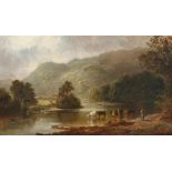 Whittle, Thomas1803 - 1887, englischer Landschaftsmaler. "Kuhherde am Fluss", englische