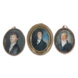 Miniaturenmaler des 19./20. Jh.3x "Männerportrait", Brustbildnisse von drei jungen Männern, wohl