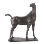 Bildhauer des 20. Jh."Das Pferd", Bronze patiniert, vollplastische, stilisierte Ausführung einer