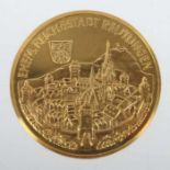 Goldmedaille ReutlingenGold, wohl 900, ca. 8,83 g, averse mit Stadtansicht Reutlingens, reverse