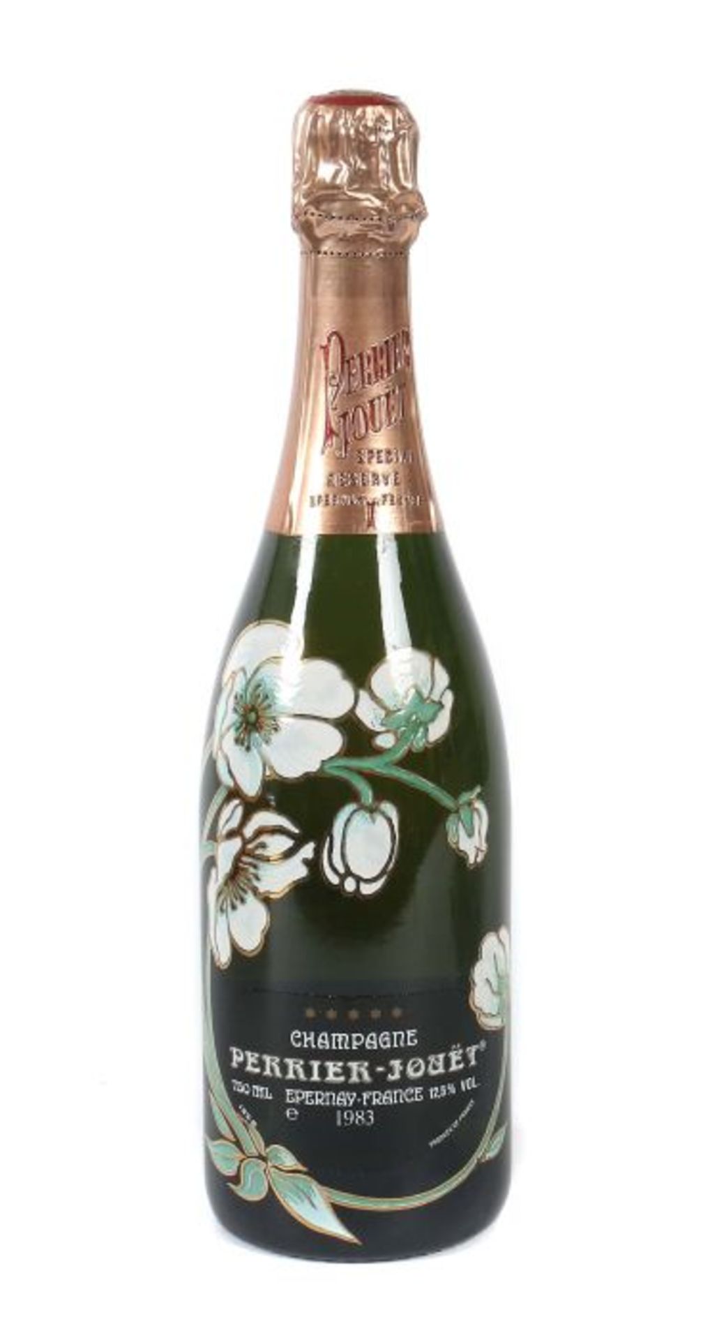 Perrier JouetChampagne, Epernay, special reserve, handbemalt, 1983er JG, 12,5% vol., 0,75 l; mit