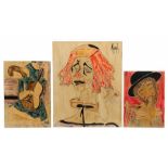 Maler des 20. Jh.3 Portraits: "Gitarrenspieler", "Clown", und "Mann mit Hut", stilisierte