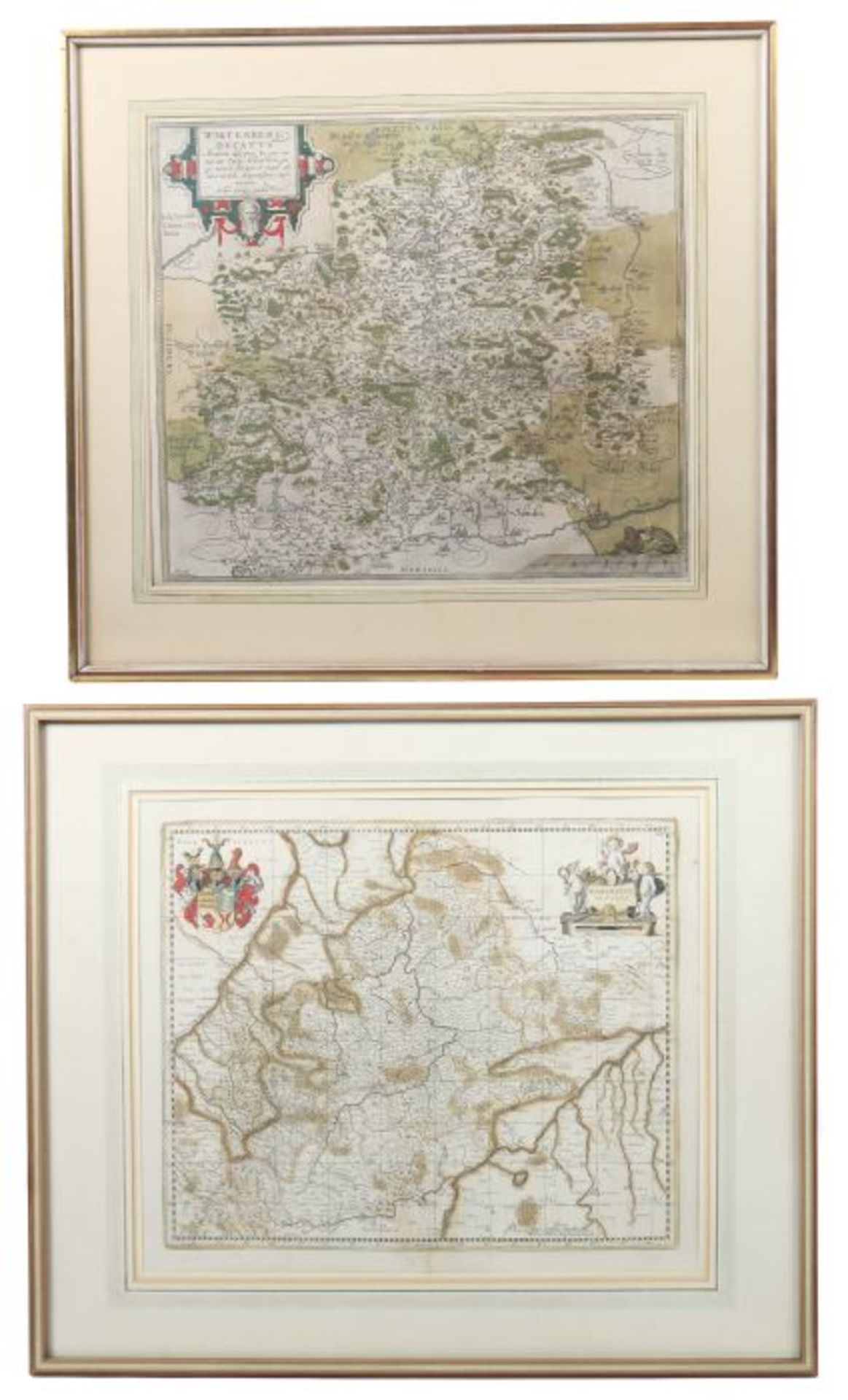 Konvolut Landkarten Württemberg1x Georg Gardner: "Wirtenberg Dvkatus", Ausgabe von Ortelius; 1x