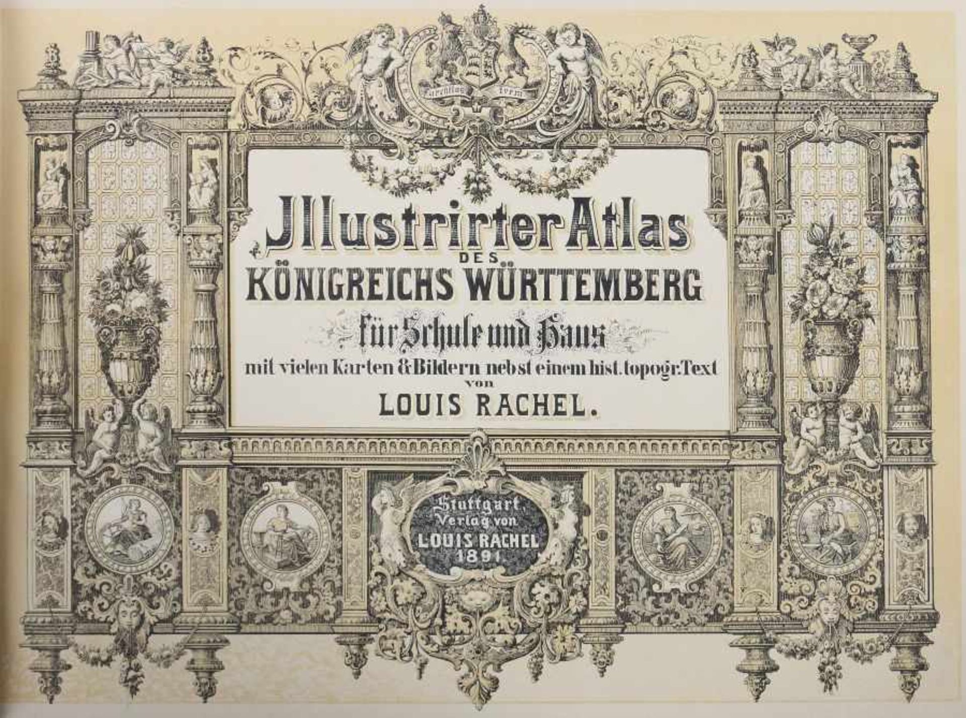 Rachel, LouisIllustrirter Atlas des Königreichs Württemberg für Schule und Haus mit vielen Karten & - Bild 2 aus 6