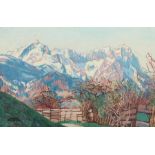 Reiser, CarlPartenkirchen 1877 - 1950 ebenda, deutscher Maler. "Wettersteingebirge mit Zugspitze