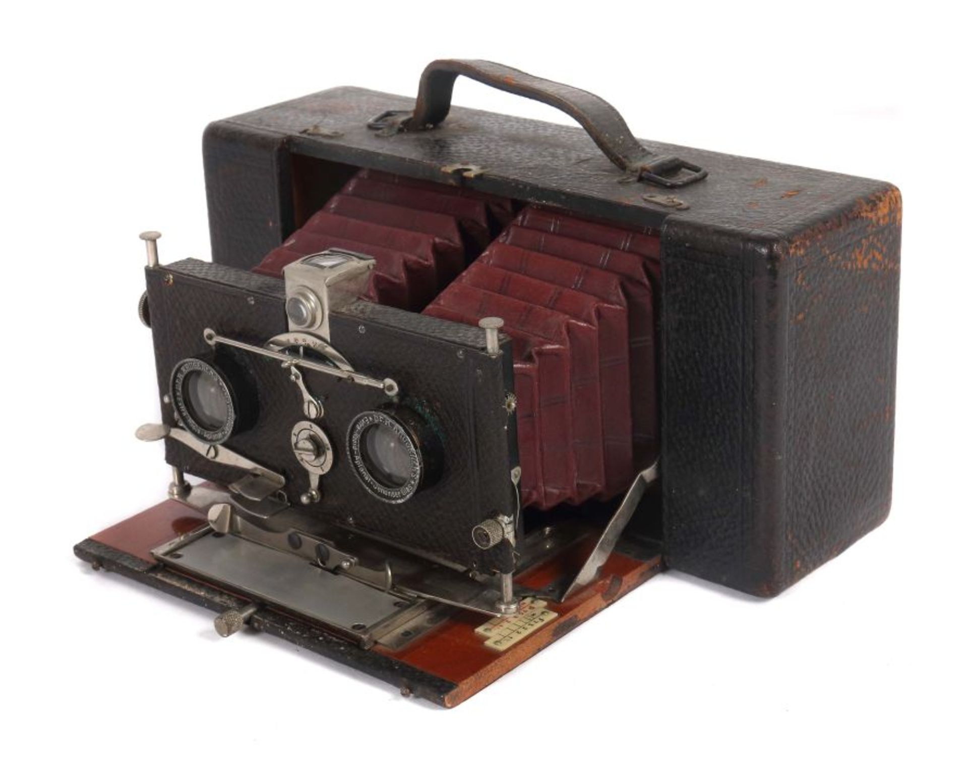 Stereo-Laufbodenkamera "Delta-Periscop"Dr. Krügener, Frankfurt, um 1900/05, für Rollfilm, Objektive: - Bild 2 aus 2