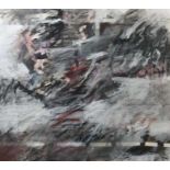 Maler des 20. Jh"Abstrakte Komposition" in Schwarz, Weiß und Rot, unten rechts undtl. sign.