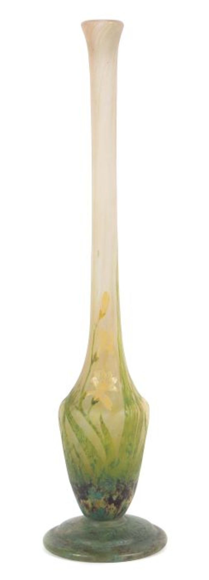 Vase "Freesias"Daum Frères & Cie, Verreries de Nancy, um 1910, farbloses Glas, mundgeblasen,