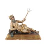 Bildschnitzer des 18. Jh."Neptun", Holz geschnitzt, polychrom gefasst, vollplastische Figur des