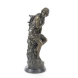 Bildhauer des 19./20. Jh."Die Badende", Metallguss, patiniert, vollplastische Jugendstil-Figur einer