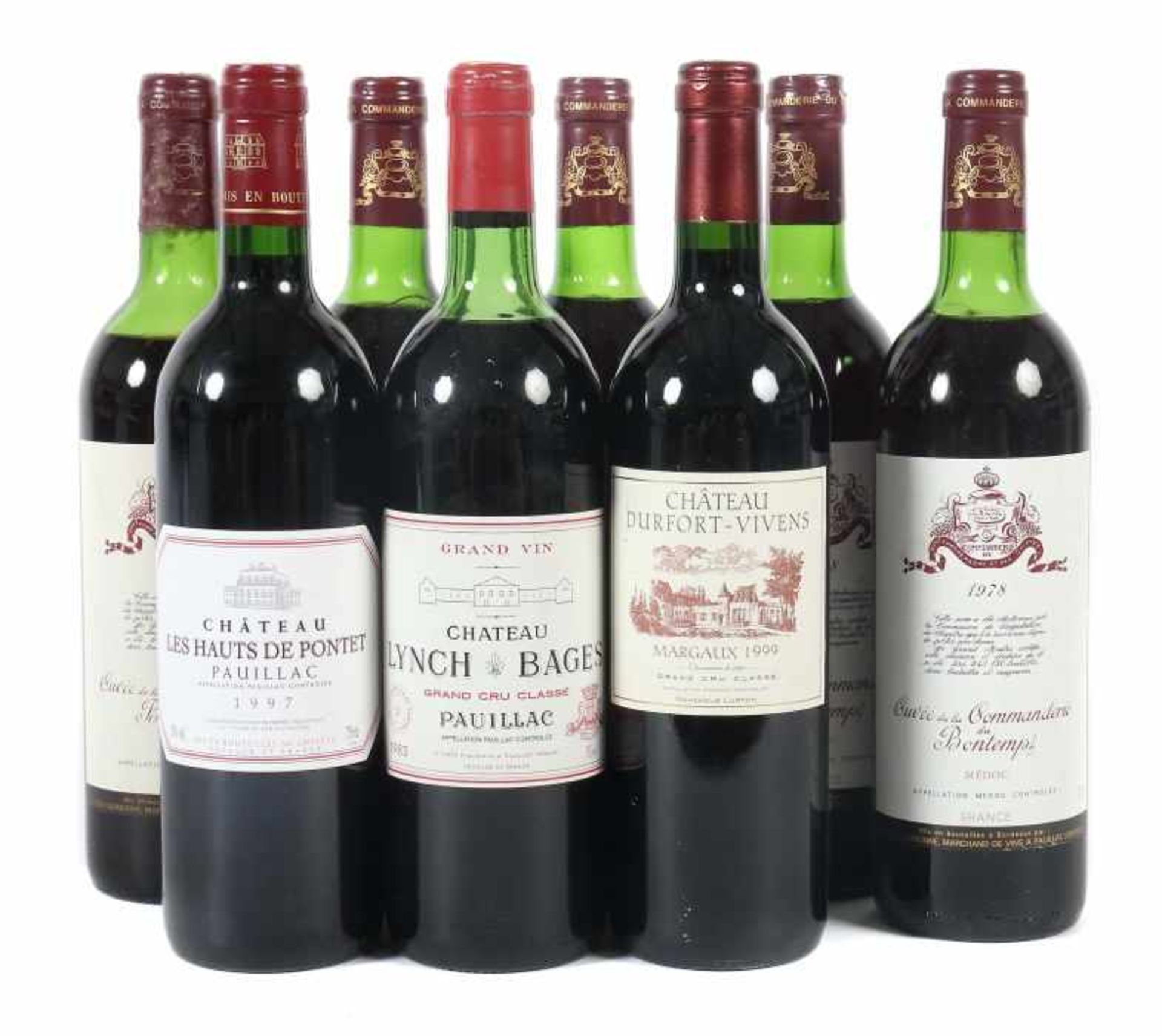 8 Flaschen RotweinFrankreich, best. aus: 5 Fl. "Cuvée de la Commanderie du Bontemps", Médoc,