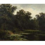 Baczko, Margarete vonGörlitz 1842 - 1924 Berlin. "Teichlandschaft mit Rotwild", Blick in einen