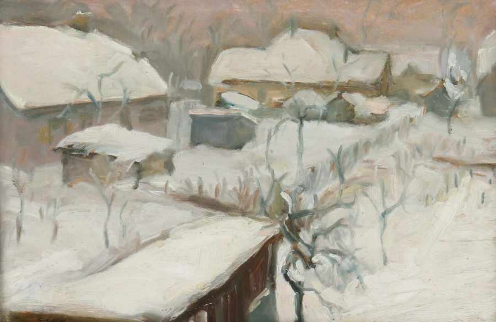 Kohlhoff, WilhelmBerlin 1893 - 1971 ebenda, deutscher Maler. "Winter in der Berliner Vorstadt",