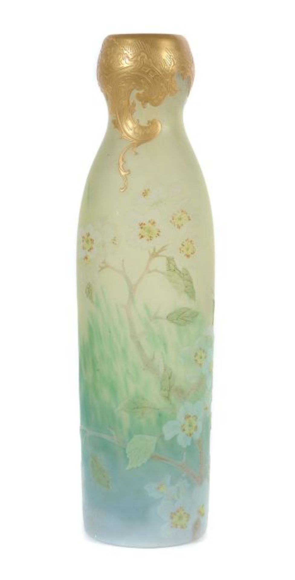 Vase mit KirschblütenLegras & Cie, Verreries de Saint-Denis, Frankreich, 1900 - 1914, farbloses