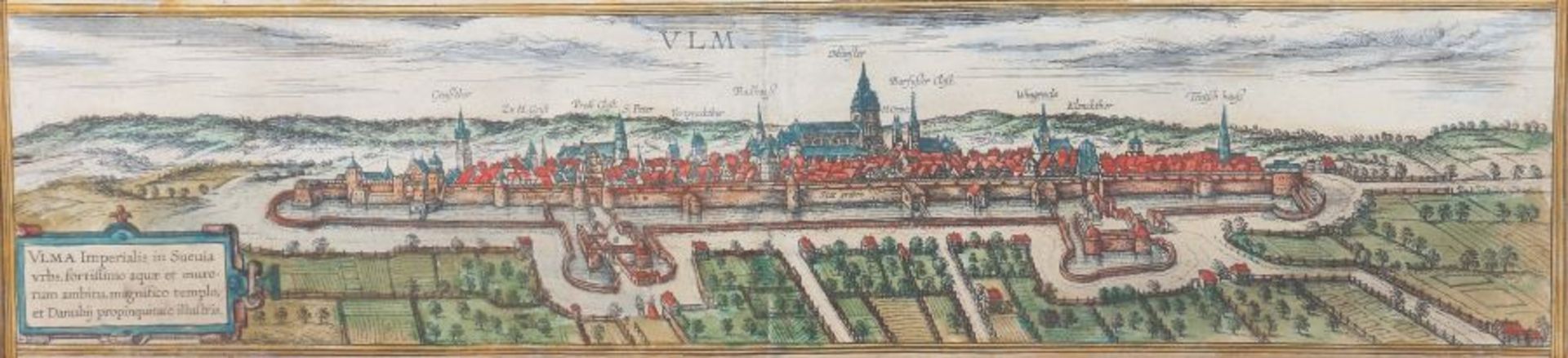 Braun, Georg und Hogenberg, Frans (nach)Grafiker des 16. Jh.. "Ulma imperialis in Suevia urbs,
