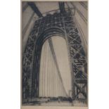 Briem, Gottlob L.1899 - 1972, amerikanischer Künstler. "Tower under construction. Georg Washington