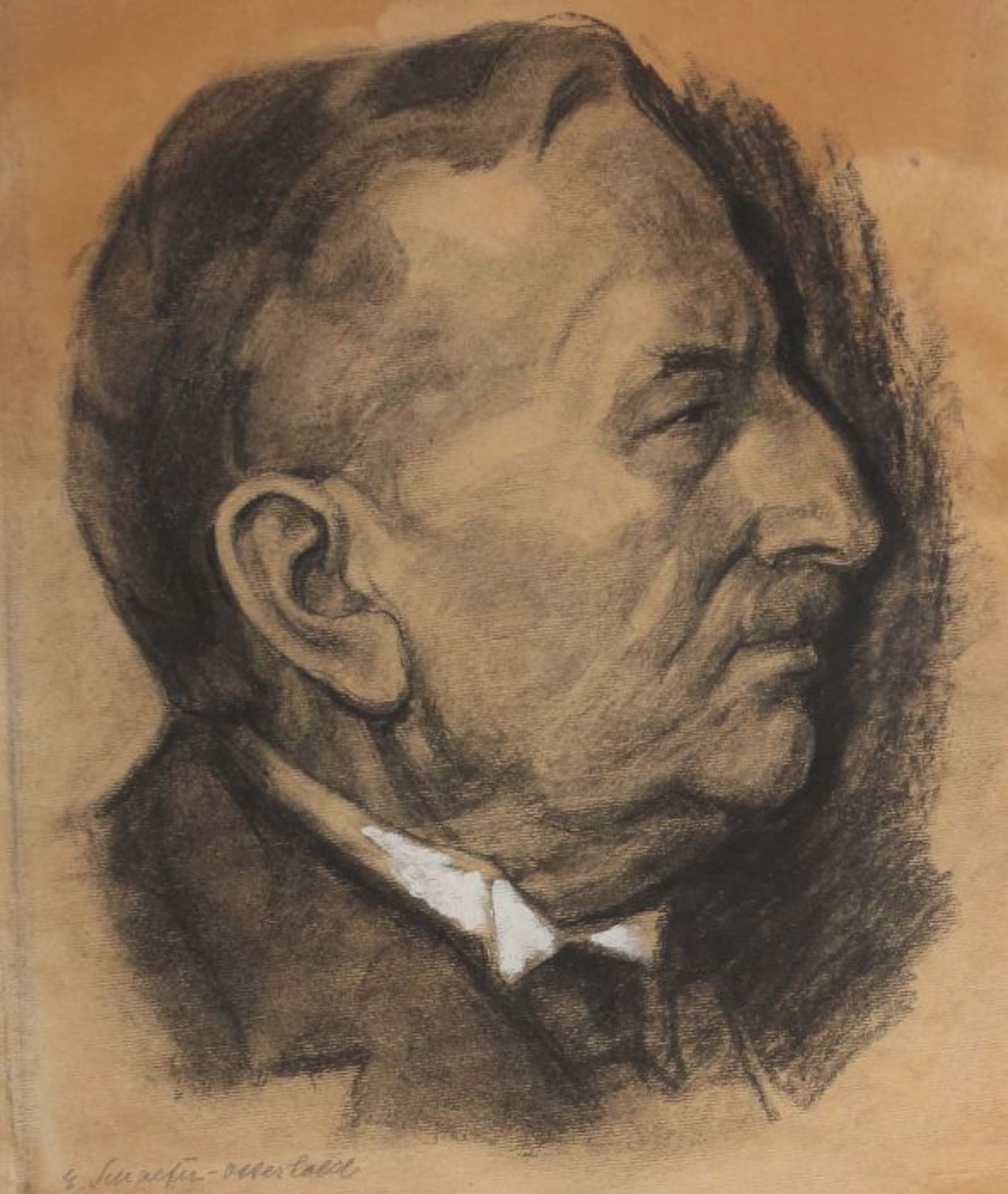 Portraitdarstellung "Sven Hedin"gezeichnet von Prof. Edmund Schäfer-Osterhold (1880-1959) während