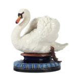 Tierfigurine "Schwan"Hugo Lonitz & Co., Neuhaldensleben, um 1880-1910, beiger Scherben,