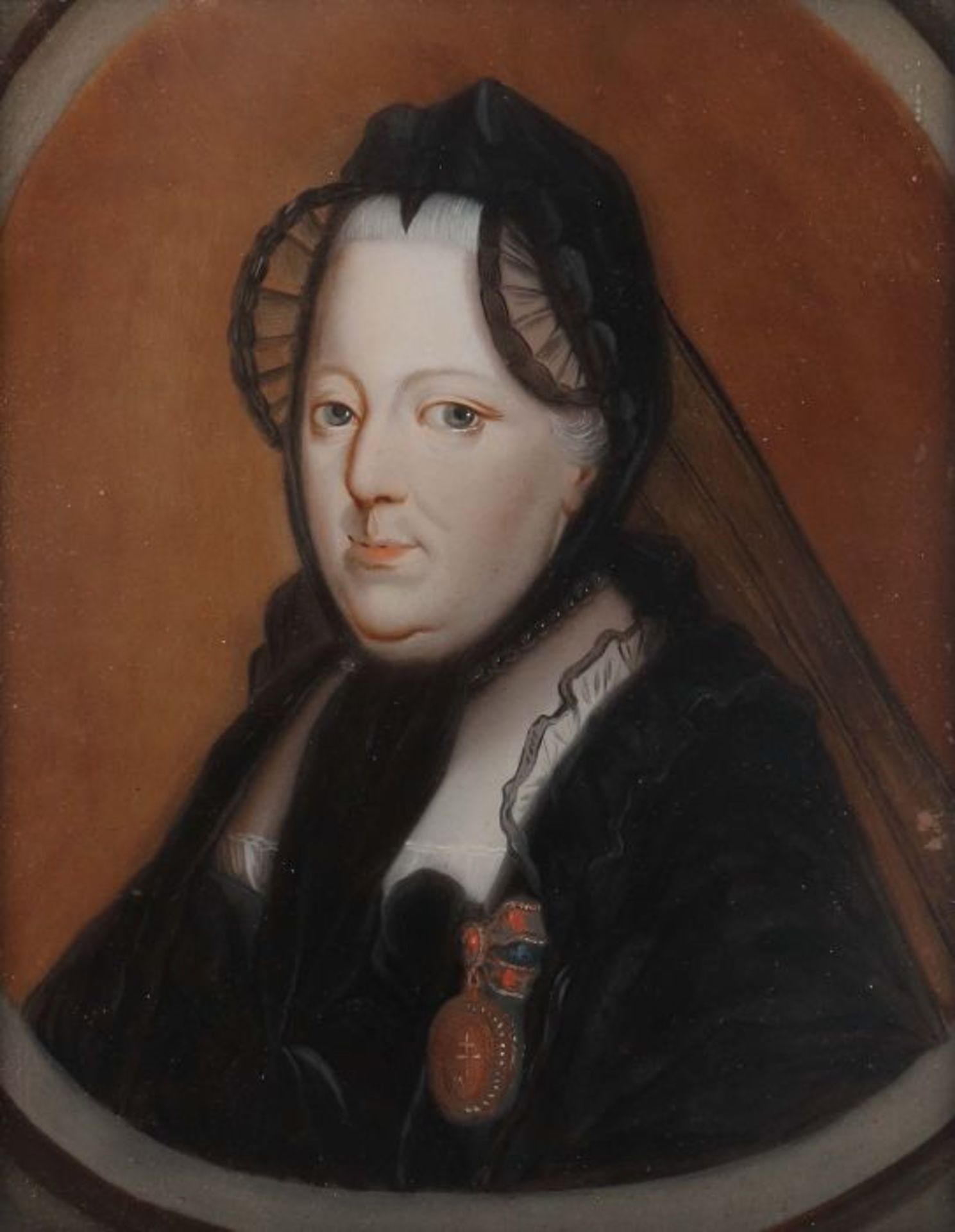 Hinterglasmaler des 18./19. Jh"Maria Theresia von Österreich", Bildnis der Regentin im