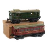 2 WagenMärklin, Spur 0, 1 x 1752 Speisewagen "Mitropa", BZ: 1934-1951, rot, im OK, L: 24,5 cm; 1x