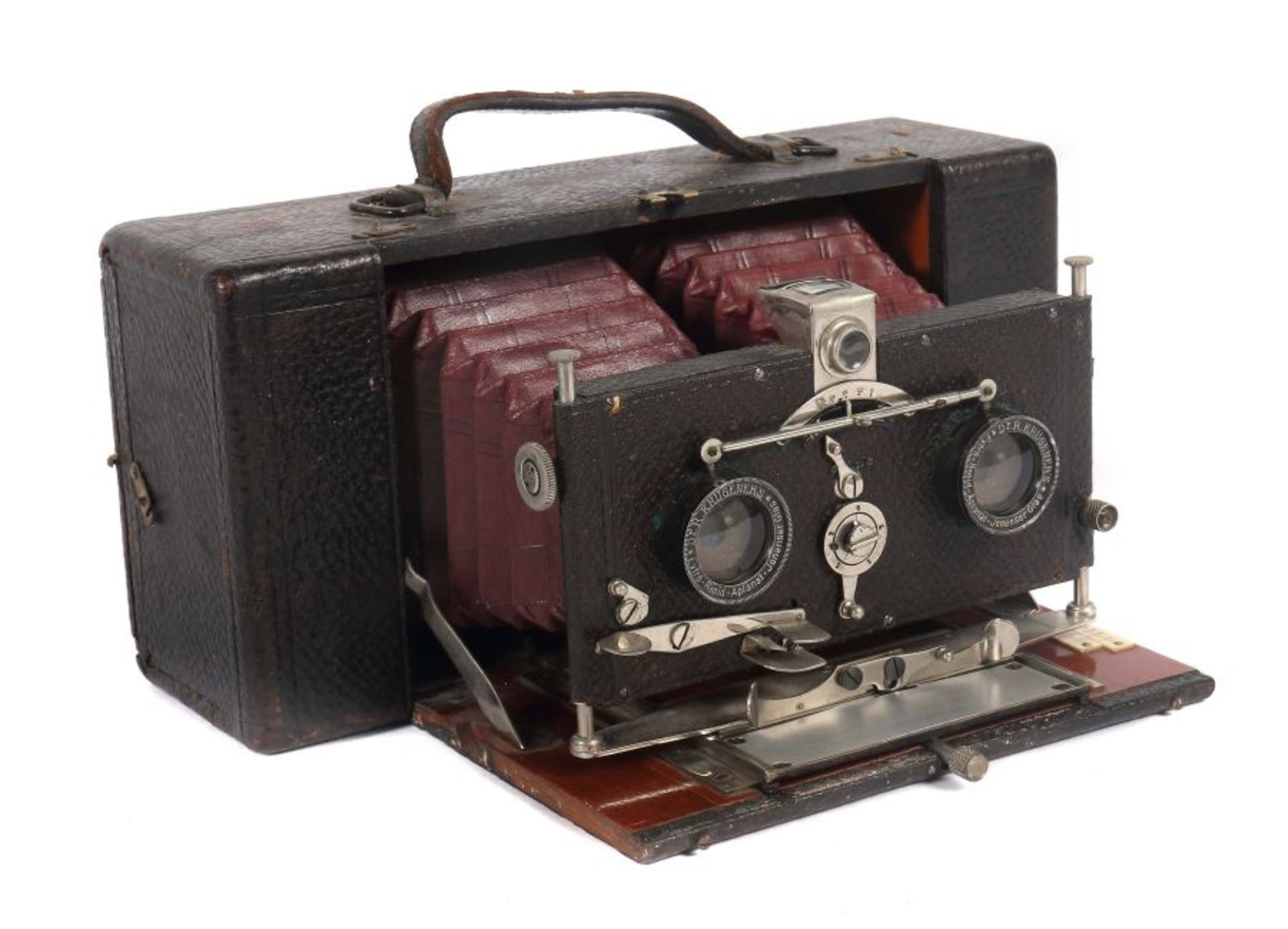 Stereo-Laufbodenkamera "Delta-Periscop"Dr. Krügener, Frankfurt, um 1900/05, für Rollfilm, Objektive: