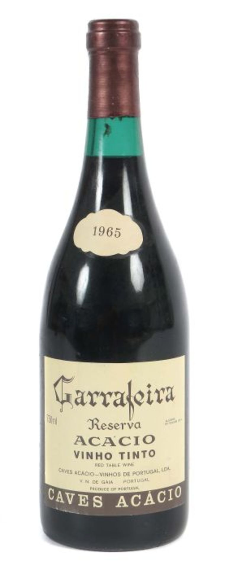 GarrafeiraReserva Acácio, Vinho Tinto, Caves Acácio, 1965er JG, 0,75 l, Füllstand: ca. 2,5 cm